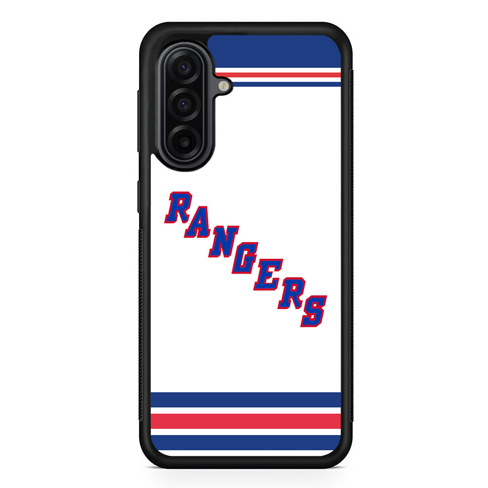 NHL New York Rangers White Samsung Galaxy A17 Case | Durable Rubber Samsung Galaxy A17 Phone Case