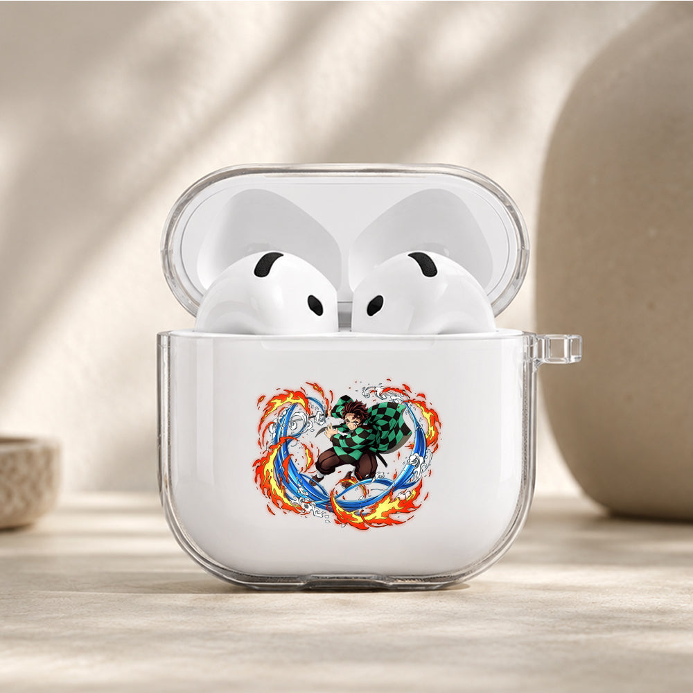 Demon Slayer Tanjiro Dual Breathing Protective Apple Airpods 4 Clear Case - Durable Clear Protection