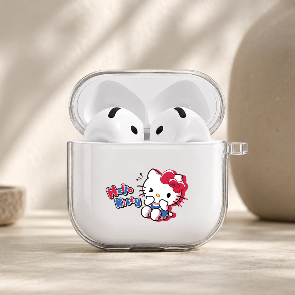 Hello Kitty Cute Pose Protective Apple Airpods 4 Clear Case - Durable Clear Protection