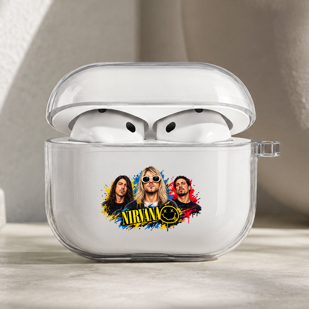 Kurt Cobain and Nirvana Protective Apple AirPods Pro 3 Clear Case | Shockproof Cover