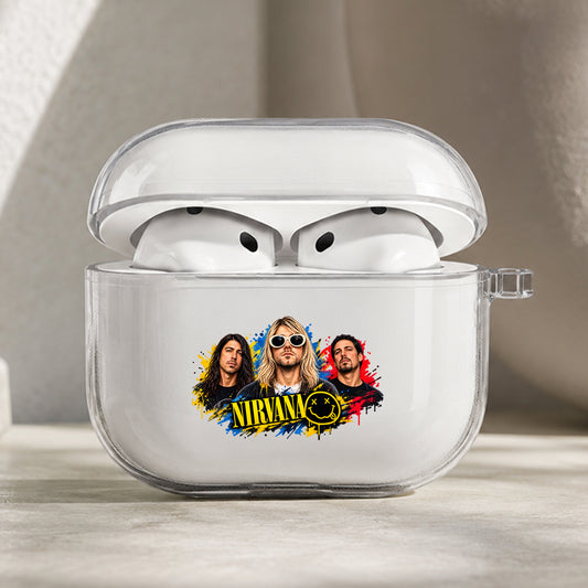 Kurt Cobain and Nirvana Protective Apple AirPods Pro 3 Clear Case | Shockproof Cover