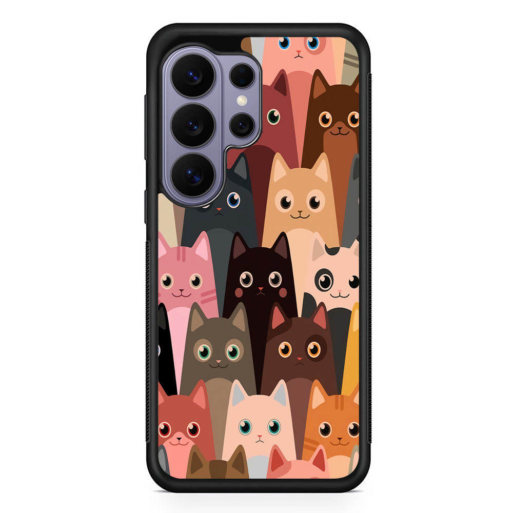 Cute Cat Doodle Samsung Galaxy S26 Ultra Case | Protective Rubber Cover