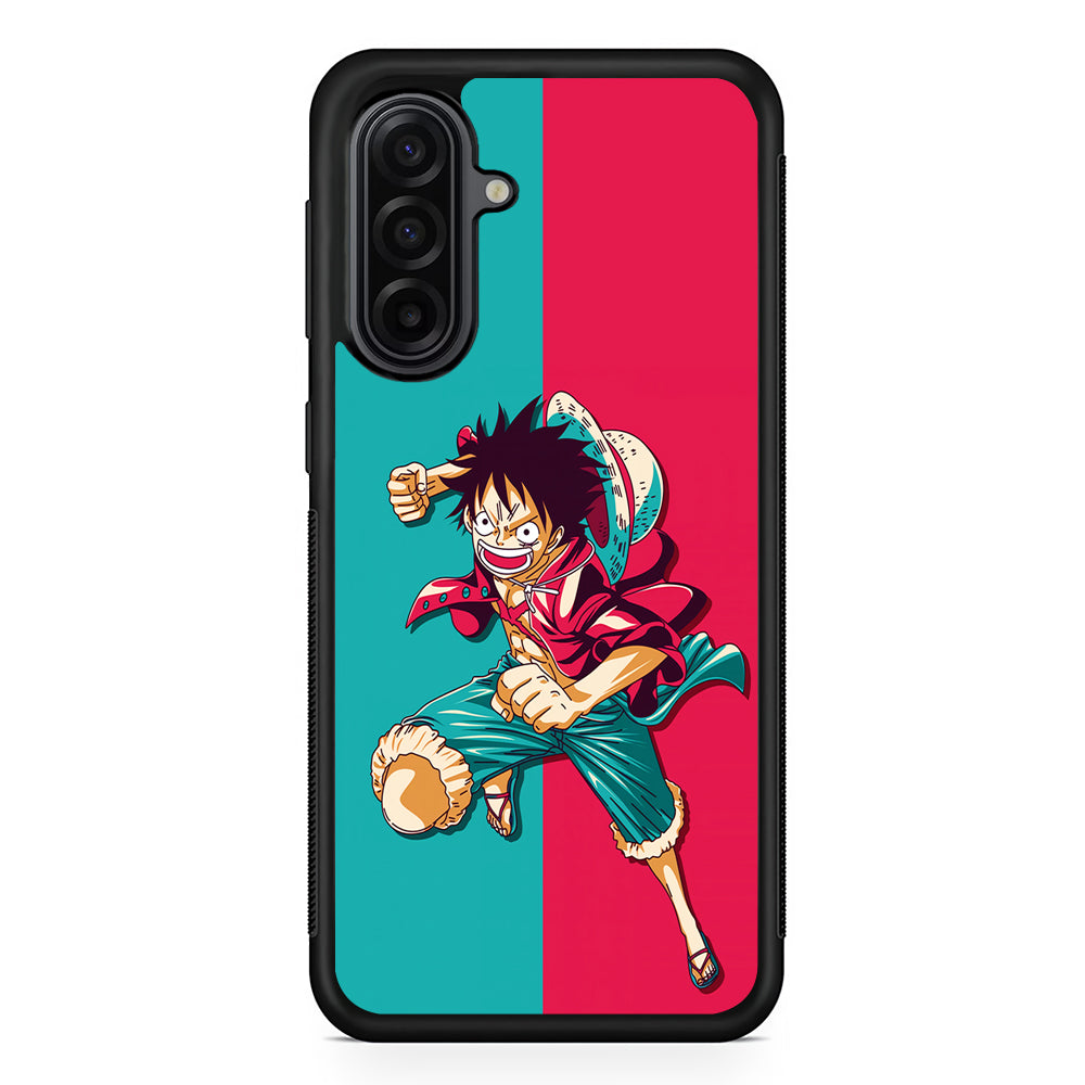 One Piece Luffy Red Blue Samsung Galaxy A17 Case | Durable Rubber Samsung Galaxy A17 Phone Case