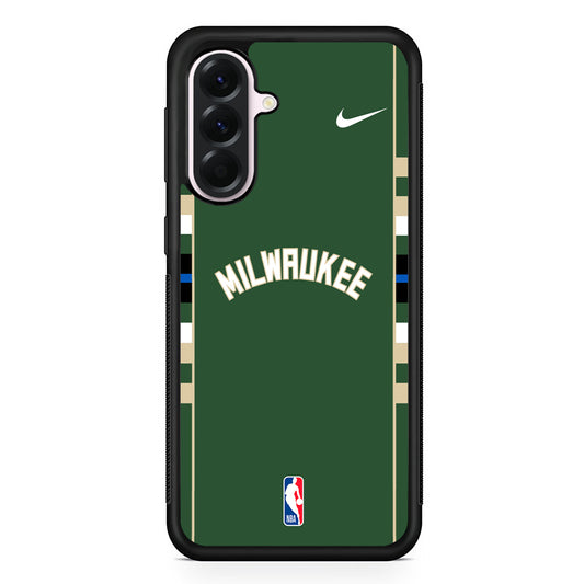 NBA Milwaukee Bucks Green Nike Samsung Galaxy A56 Case | Samsung Galaxy A56 Protective Rubber Case
