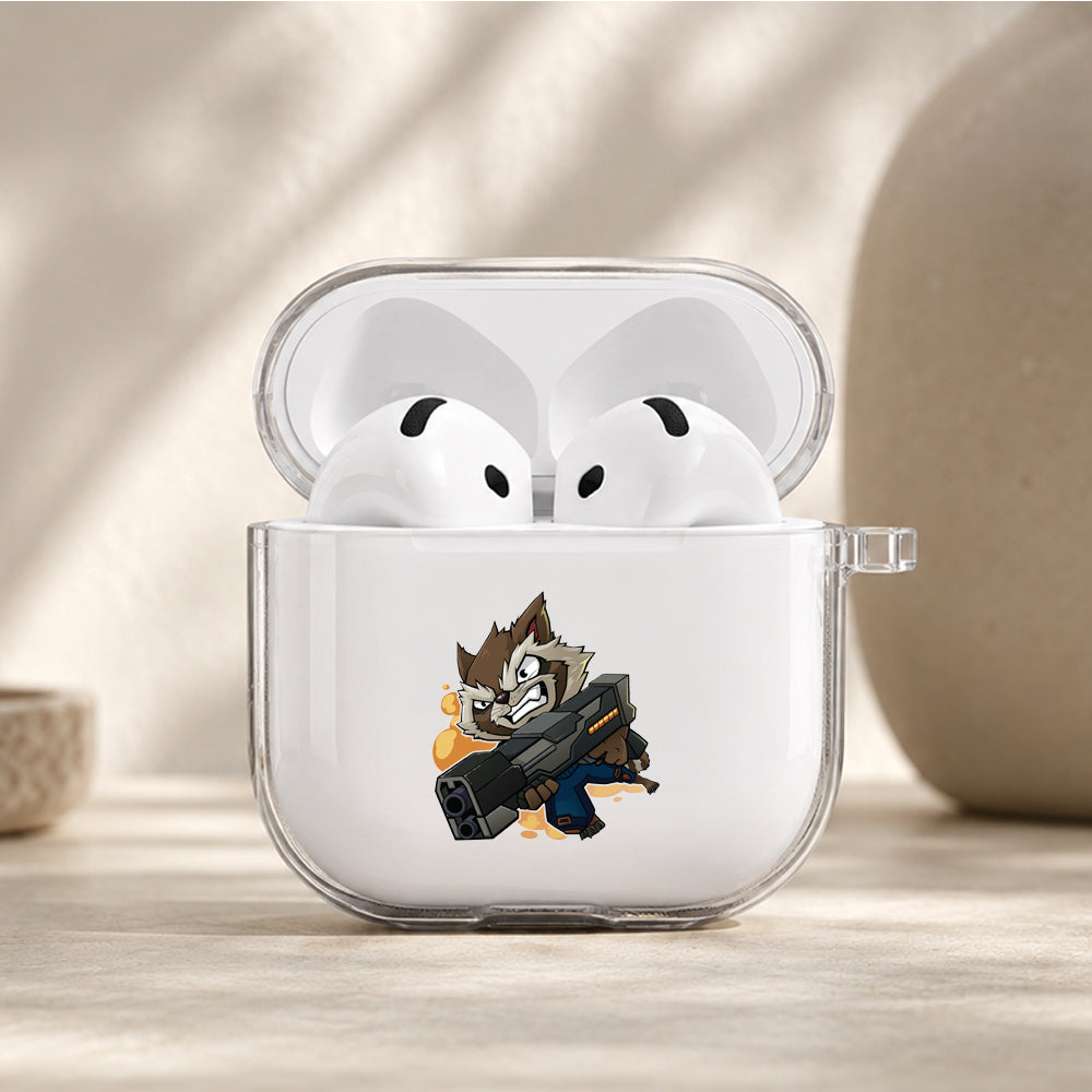 Rocket Raccoon Chibi Version Protective Apple Airpods 4 Clear Case - Durable Clear Protection