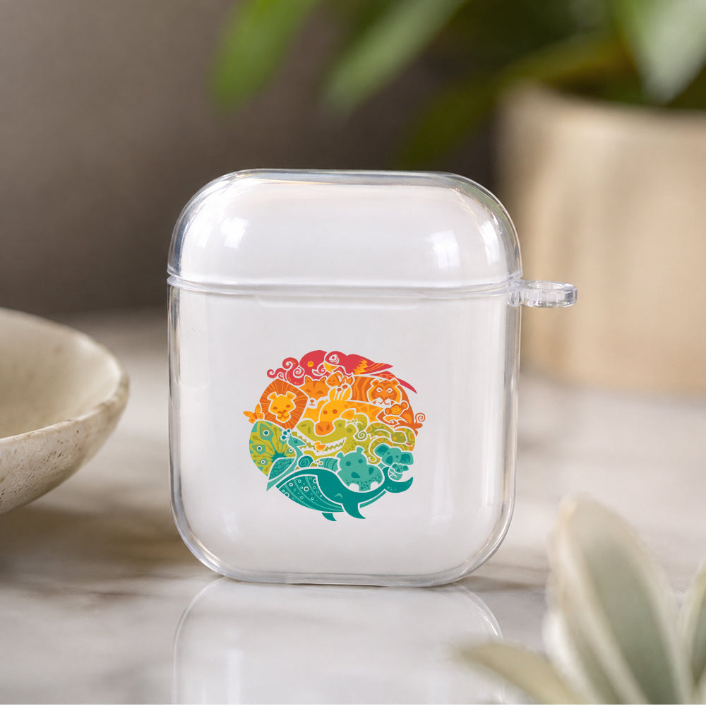 Collage of Nature Life Protective Clear Case Cover For Apple Airpods | Soft Silicone AirPods 1 / 2 Case | Protective Cover