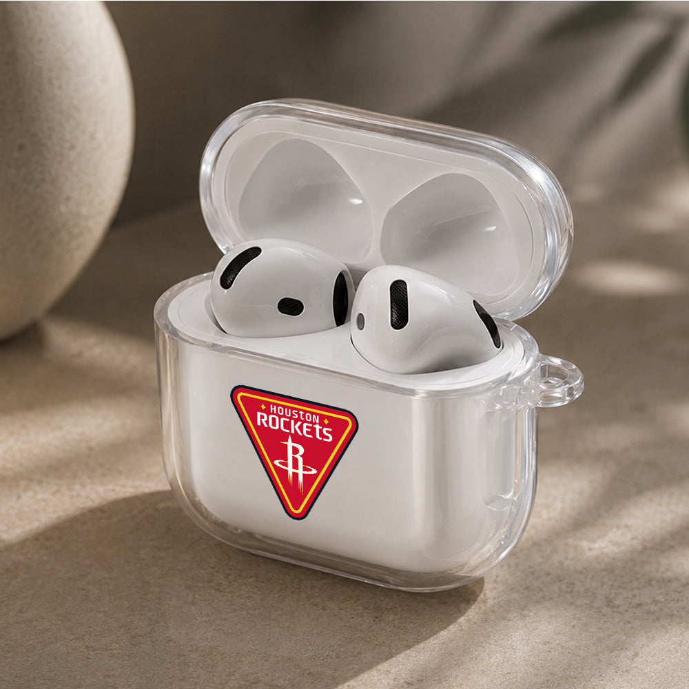 NBA Houston Rockets Logo Protective Apple Airpods 4 Clear Case - Durable Clear Protection