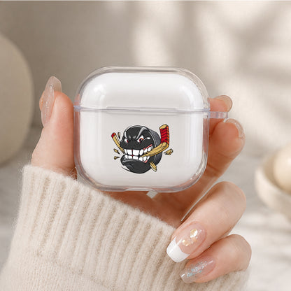 Hockey Ice Puck Angry Protective Apple Airpods 4 Clear Case - Durable Clear Protection