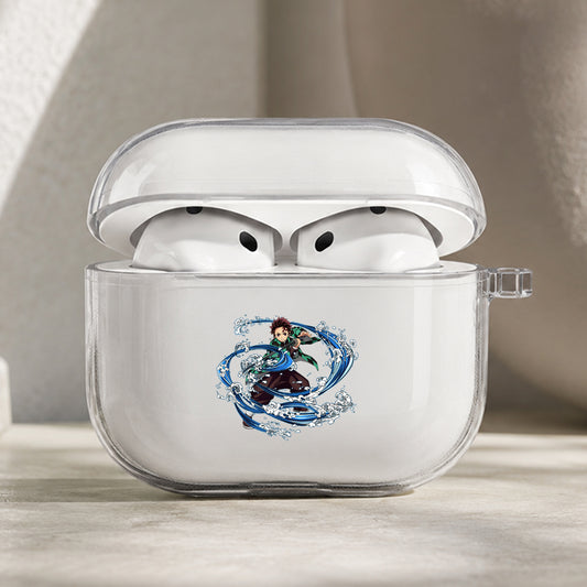 Demon Slayer Tanjiro Water Protective Apple AirPods Pro 3 Clear Case | Shockproof Cover
