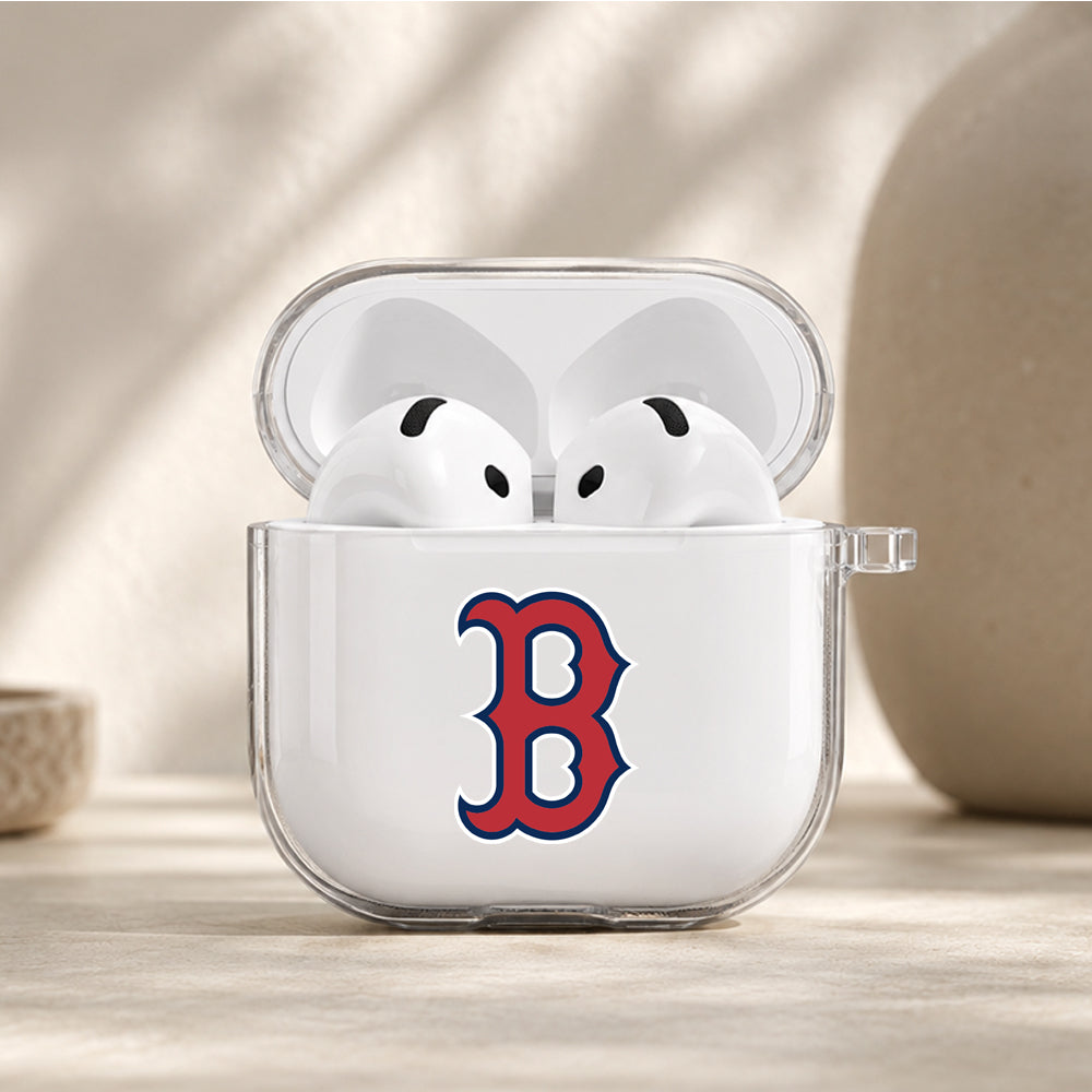 MLB Boston Red Sox Logo Protective Apple Airpods 4 Clear Case - Durable Clear Protection