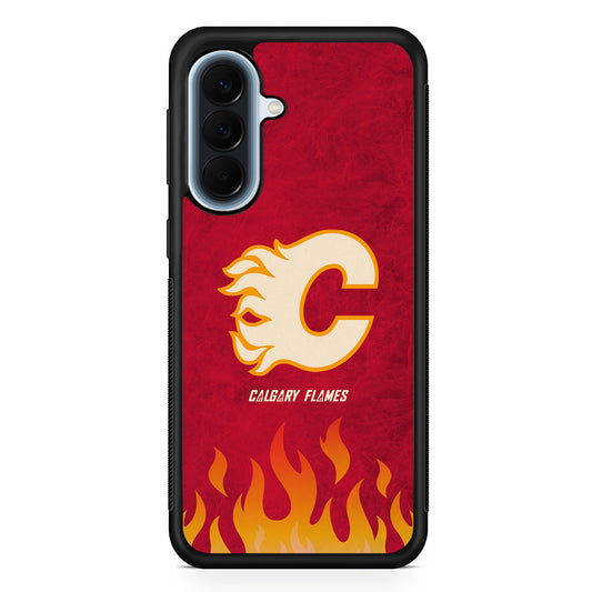 NHL Calgary Flames Red Fire Samsung Galaxy A57 Case | Slim Samsung Galaxy A57 Protective Case