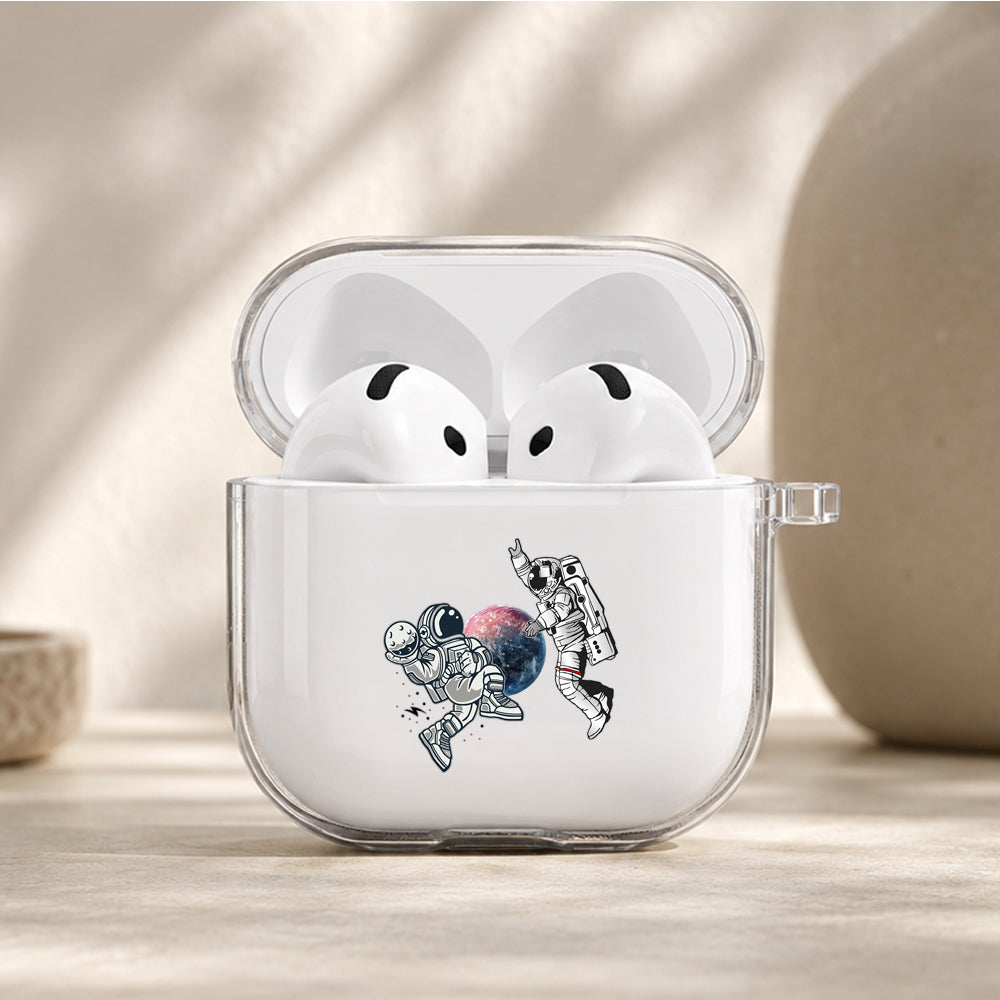 Astronaut Playing Basket Protective Apple Airpods 4 Clear Case - Durable Clear Protection