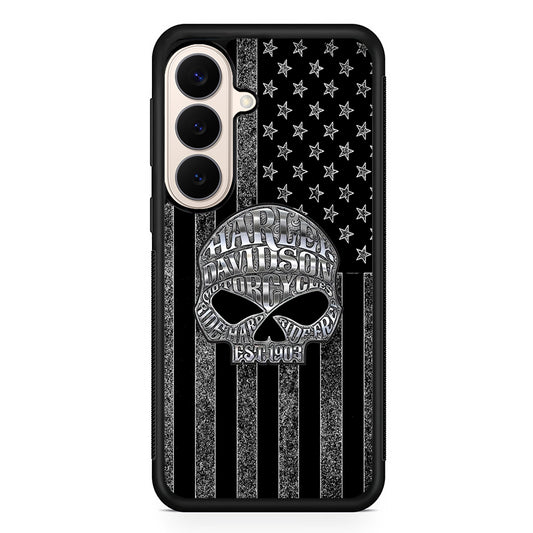 Harley Davidson US Flag Silver Samsung Galaxy S26 Case – Slim Protective Phone Cover
