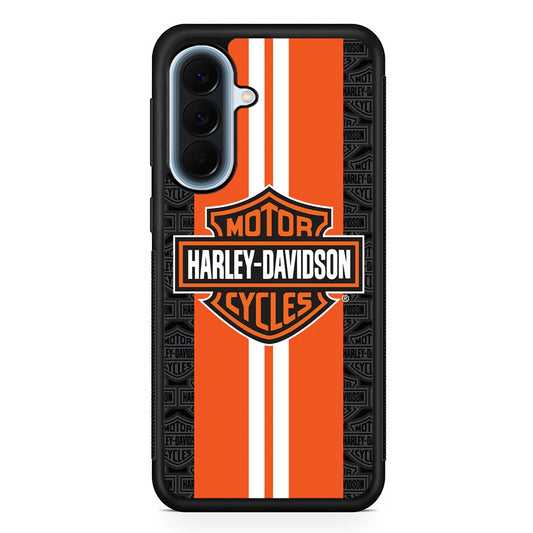 Harley Davidson White Striped Orange Samsung Galaxy A57 Case | Slim Samsung Galaxy A57 Protective Case