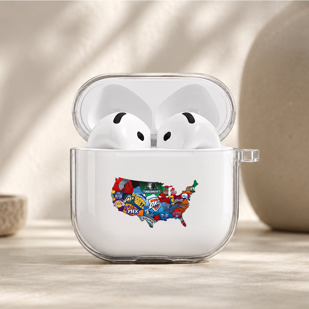 NBA Club Map Protective Apple Airpods 4 Clear Case - Durable Clear Protection