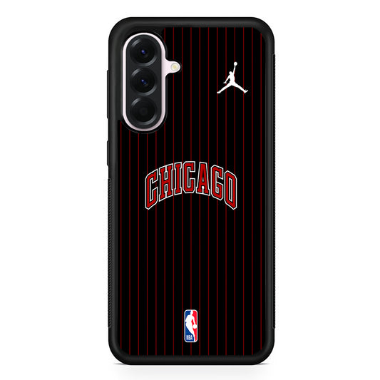 NBA Chicago Bulls Black Jordan Samsung Galaxy A56 Case | Samsung Galaxy A56 Protective Rubber Case
