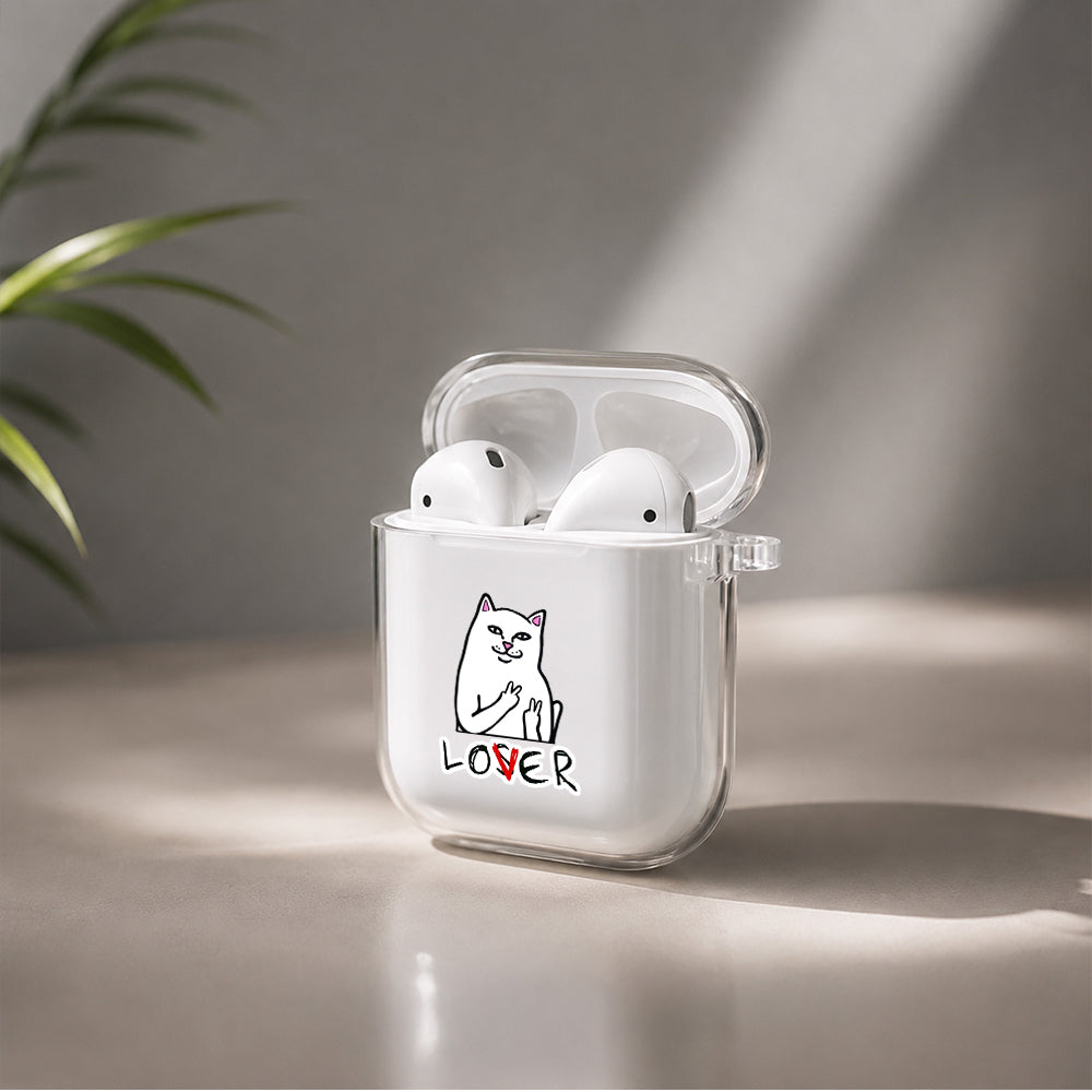 Lover not Loser Cat Protective Clear Case Cover For Apple Airpods | Soft Silicone AirPods 1 / 2 Case | Protective Cover