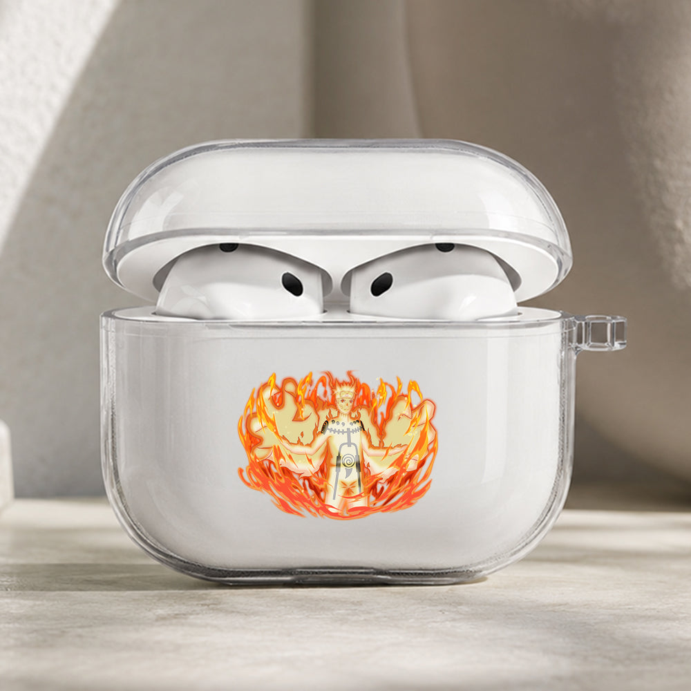 Naruto Kyuubi Chakra Mode Protective Apple AirPods Pro 3 Clear Case | Shockproof Cover