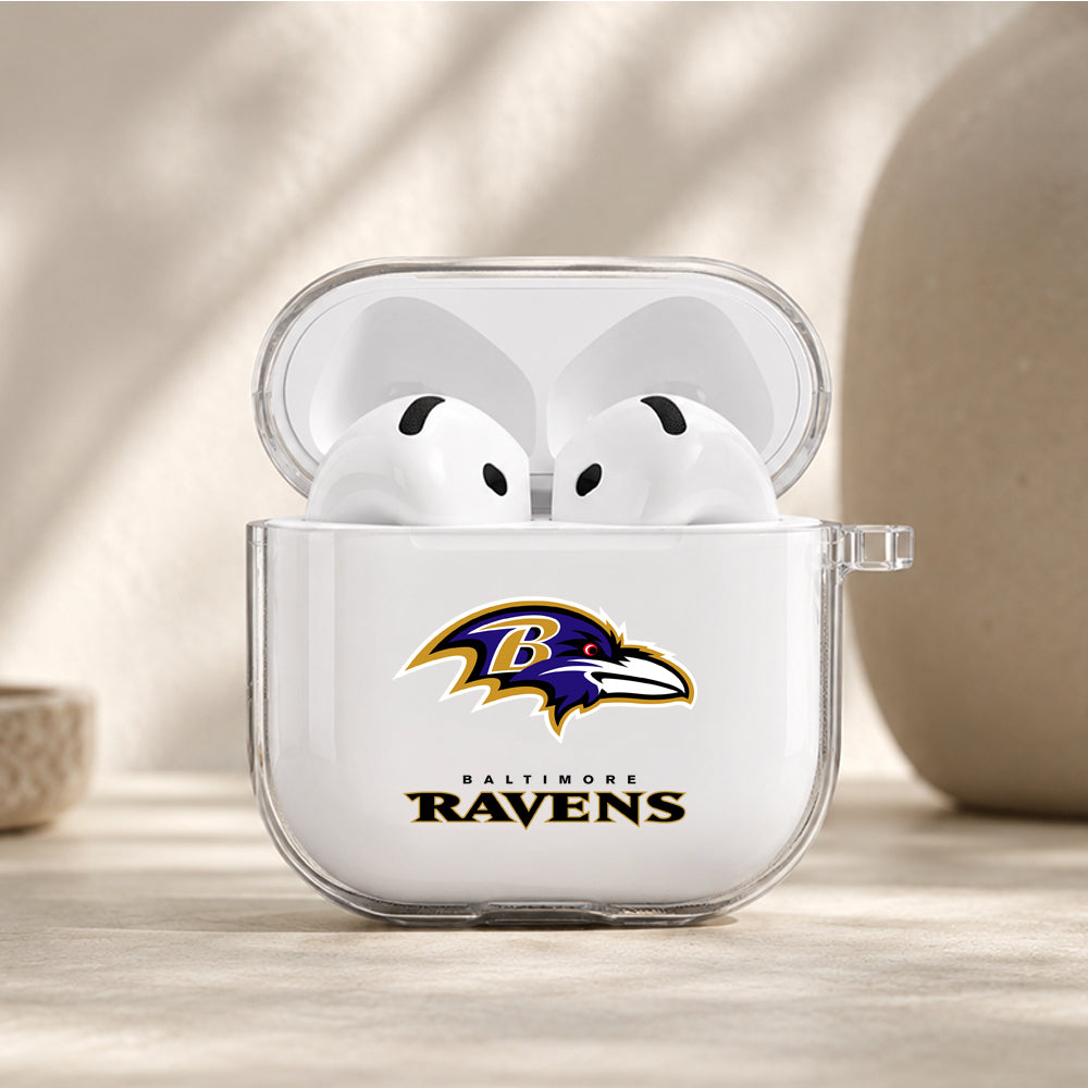 NFL Baltimore Ravens Logo Protective Apple Airpods 4 Clear Case - Durable Clear Protection