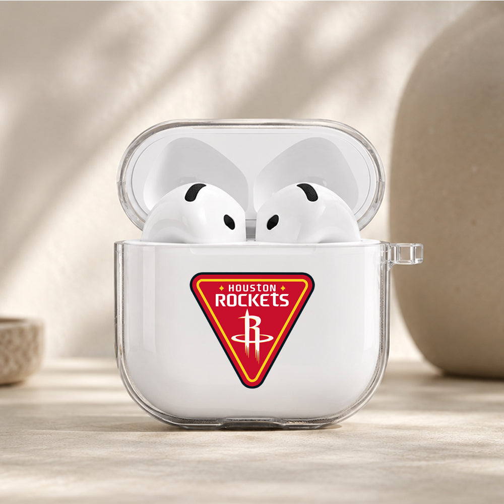 NBA Houston Rockets Logo Protective Apple Airpods 4 Clear Case - Durable Clear Protection