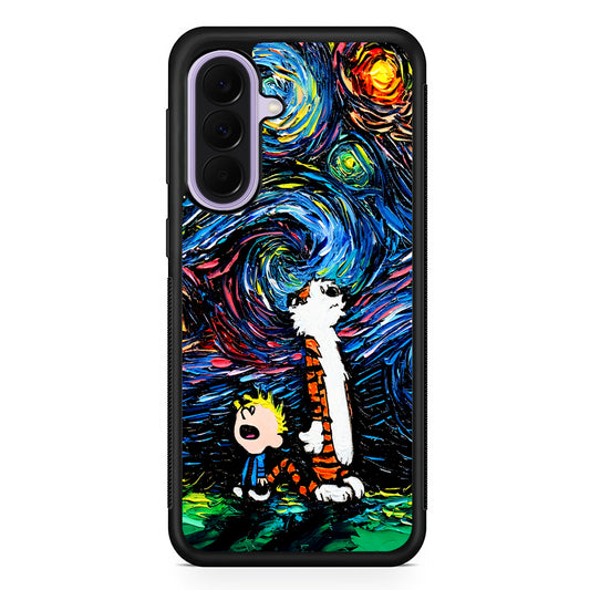 Calvin and Hobbes Starry Night Samsung Galaxy A37 Case | Samsung Galaxy A37 Rubber Protective Case