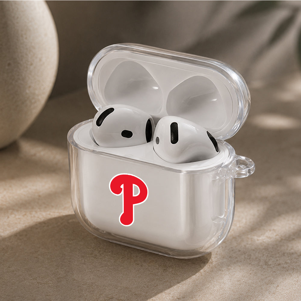 MLB Philadelphia Phillies Logo Protective Apple Airpods 4 Clear Case - Durable Clear Protection