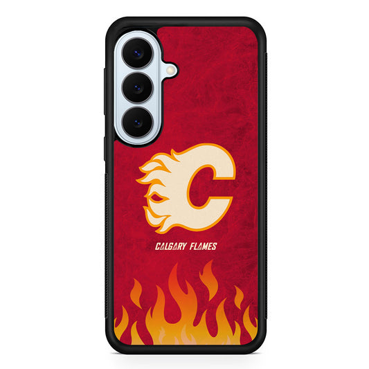NHL Calgary Flames Red Fire Samsung Galaxy S26 Plus Case | Slim Protective Rubber Cover
