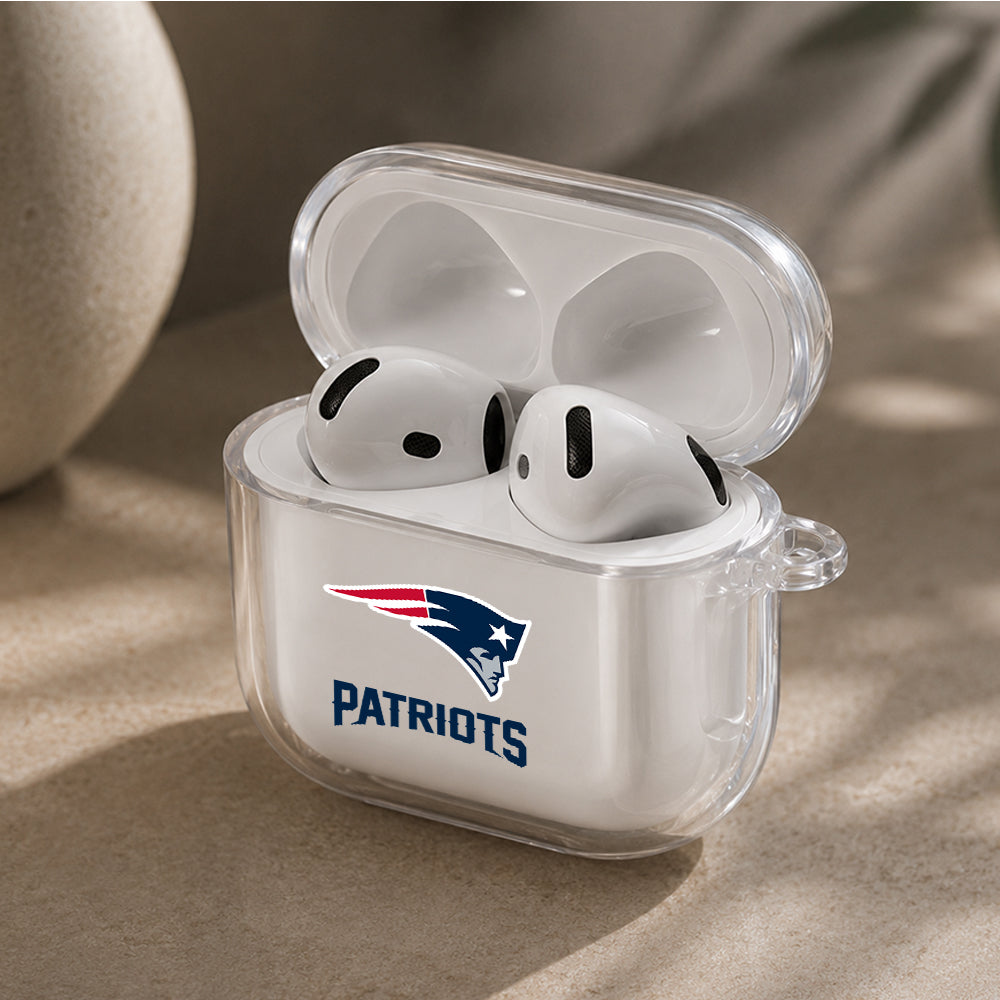 NFL New England Patriots Logo Protective Apple Airpods 4 Clear Case - Durable Clear Protection