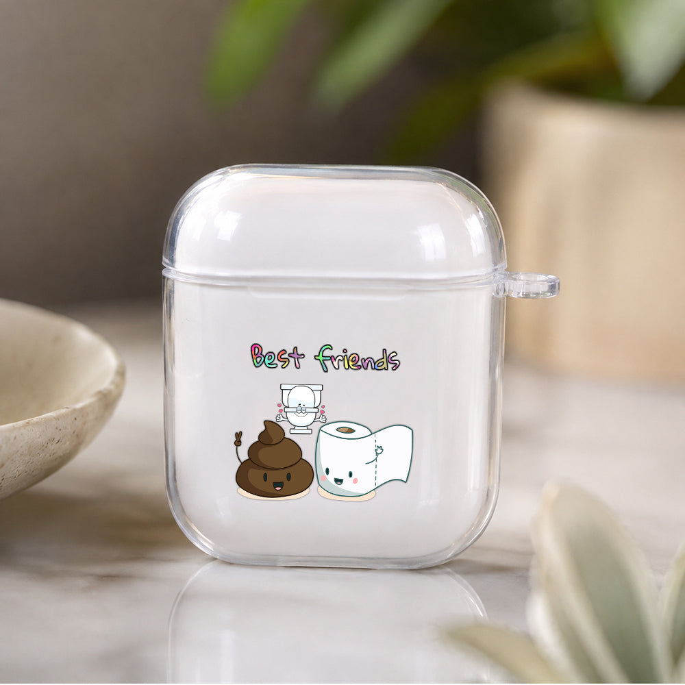 Best Friends Toilet Protective Clear Case Cover For Apple Airpods | Soft Silicone AirPods 1 / 2 Case | Protective Cover