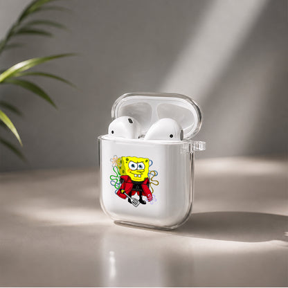Spongebob Spatulaman Protective Clear Case Cover For Apple Airpods | Soft Silicone AirPods 1 / 2 Case | Protective Cover