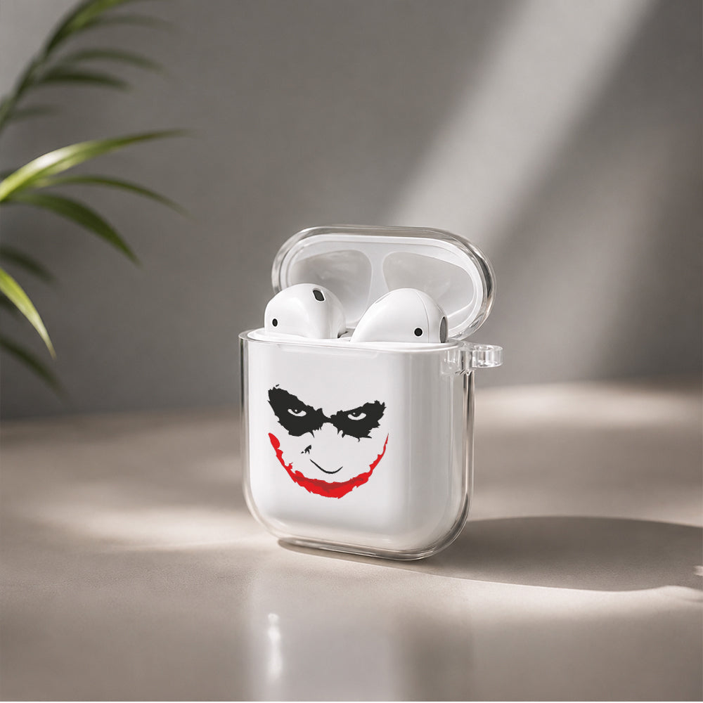 Joker Face Art Protective Clear Case Cover For Apple Airpods | Soft Silicone AirPods 1 / 2 Case | Protective Cover