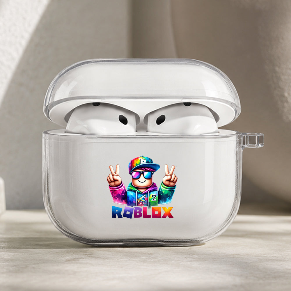 Roblox Colorful Peace Sign Protective Apple AirPods Pro 3 Clear Case | Shockproof Cover