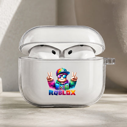 Roblox Colorful Peace Sign Protective Apple AirPods Pro 3 Clear Case | Shockproof Cover