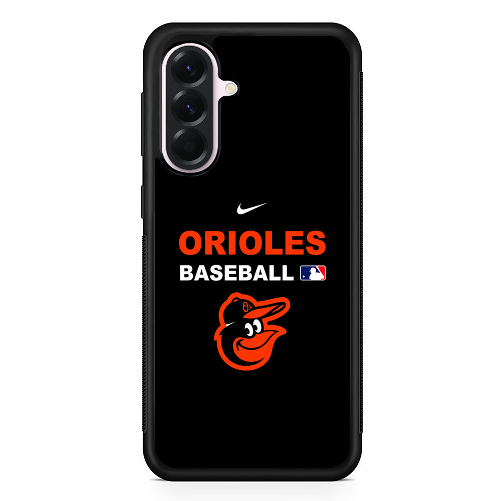 MLB Baltimore Orioles Black Nike Samsung Galaxy A56 Case | Samsung Galaxy A56 Protective Rubber Case