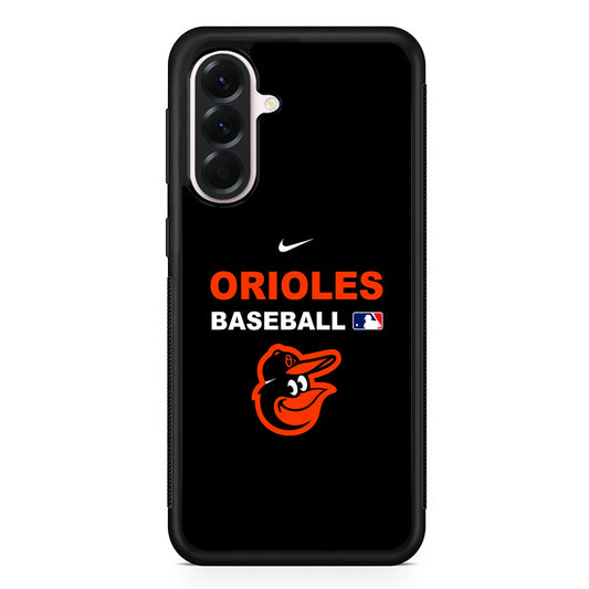 MLB Baltimore Orioles Black Nike Samsung Galaxy A56 Case | Samsung Galaxy A56 Protective Rubber Case