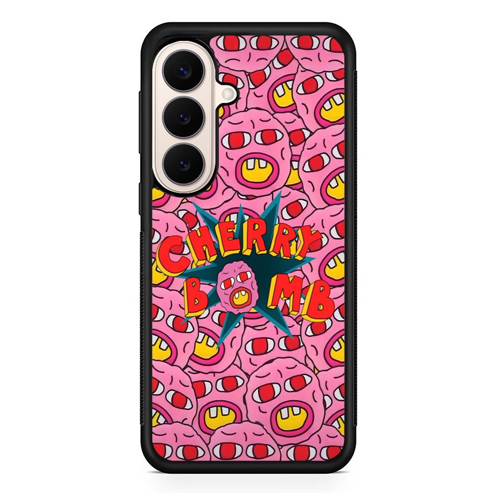 Cherry Bomb Face Sticker Samsung Galaxy S26 Case | Durable Protective Rubber Cover