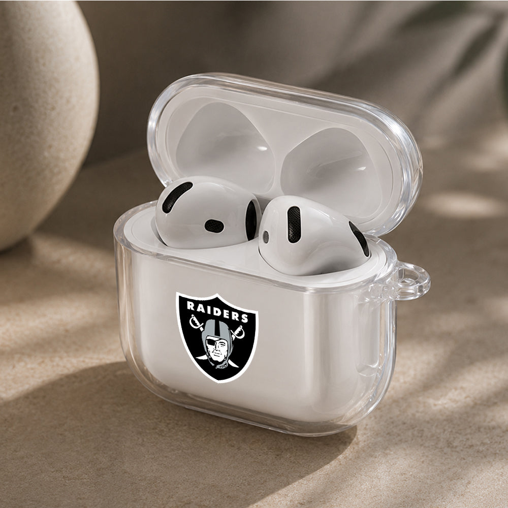 NFL Las Vegas Raiders Logo Protective Apple Airpods 4 Clear Case - Durable Clear Protection