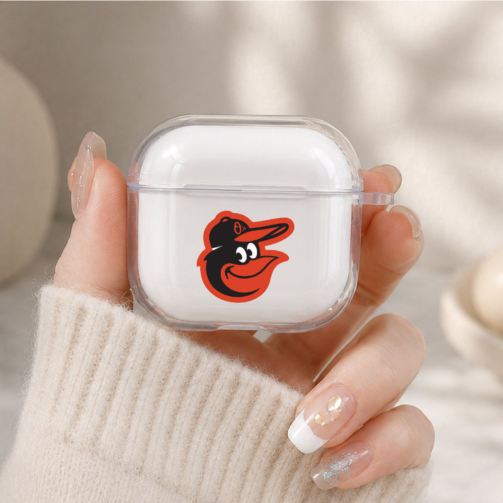 MLB Baltimore Orioles Logo Protective Apple Airpods 4 Clear Case - Durable Clear Protection