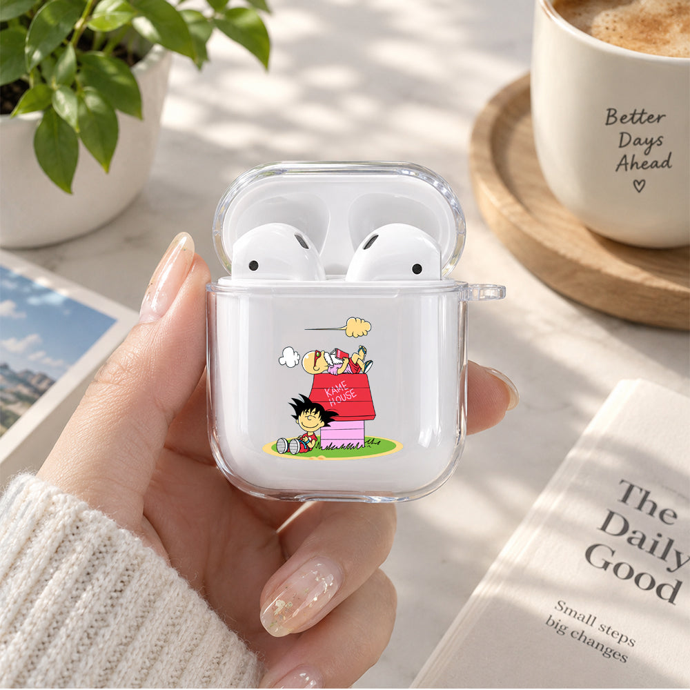 Goku and Roshi on Kame House Protective Clear Case Cover For Apple Airpods | Soft Silicone AirPods 1 / 2 Case | Protective Cover