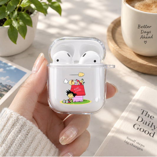 Goku and Roshi on Kame House Protective Clear Case Cover For Apple Airpods | Soft Silicone AirPods 1 / 2 Case | Protective Cover