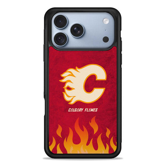 NHL Calgary Flames Red Fire iPhone 18 Pro Case - iPhone 18 Pro Silicone Case