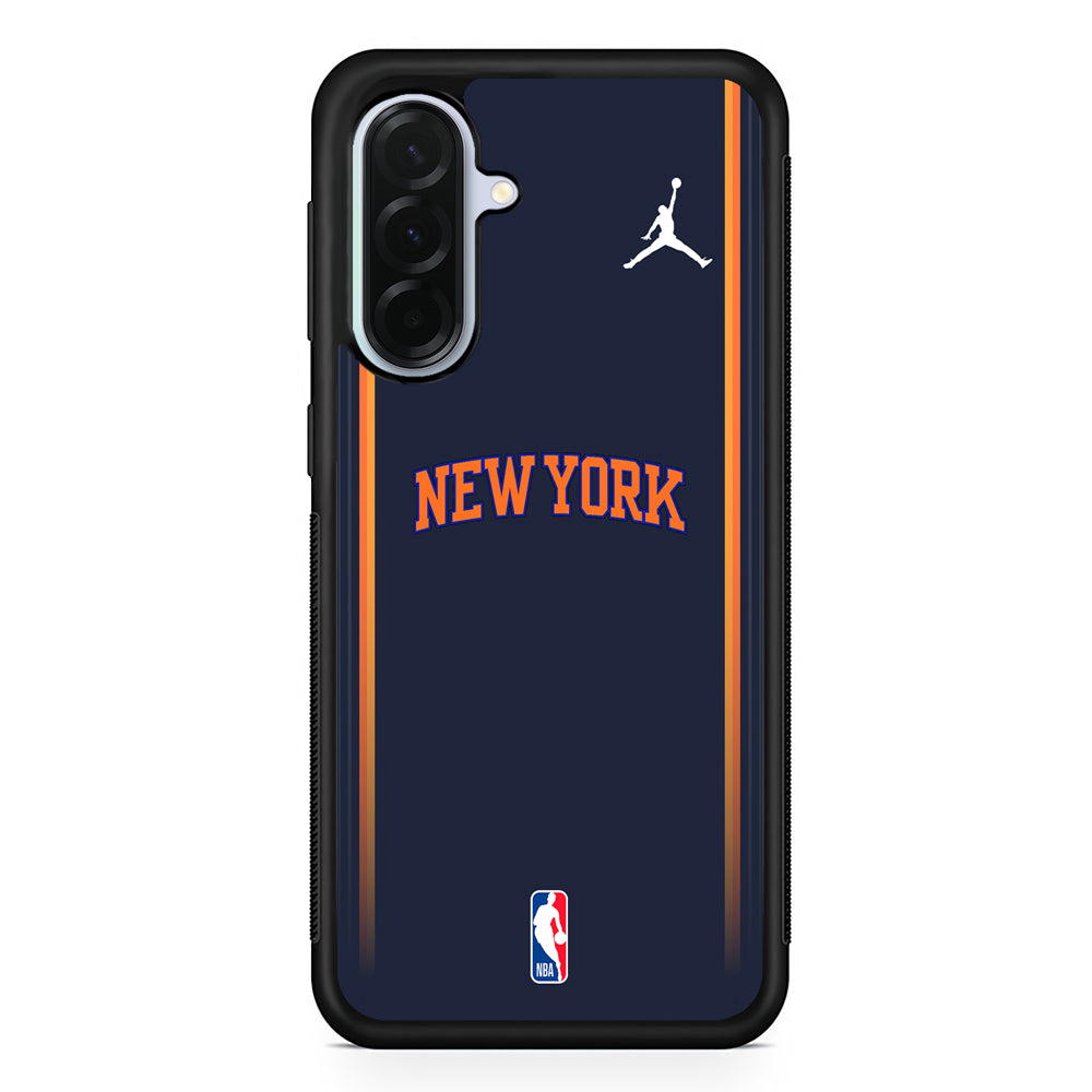 NBA New York Knicks Navy Jordan Samsung Galaxy A36 Case | Durable Samsung Galaxy A36 Protective Case