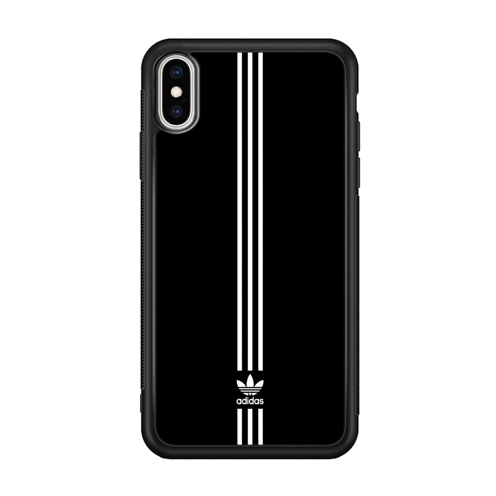 Adidas Black Three Lines iPhone Xs Case-Mobile Phone Case-Rubber Black (2D Case)-Altracase