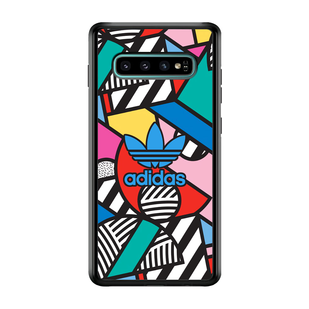 Adidas Collage of Shape Color Samsung Galaxy S10 Case-Mobile Phone Case-Rubber Black (2D Case)-Altracase