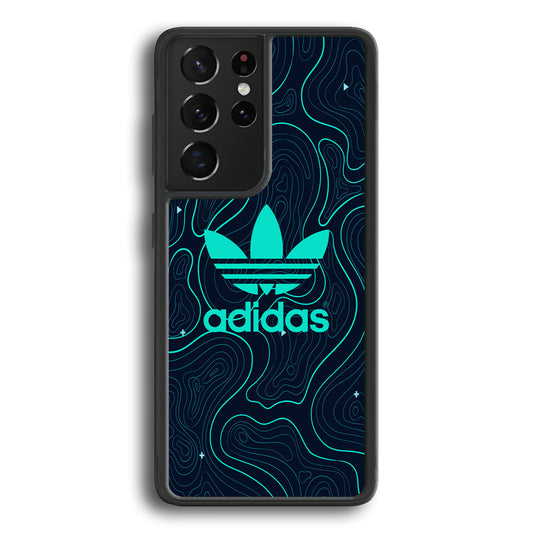 Adidas Glowing Blue Contour Samsung Galaxy S22 Ultra Case-Mobile Phone Case-Rubber Black (2D Case)-Altracase