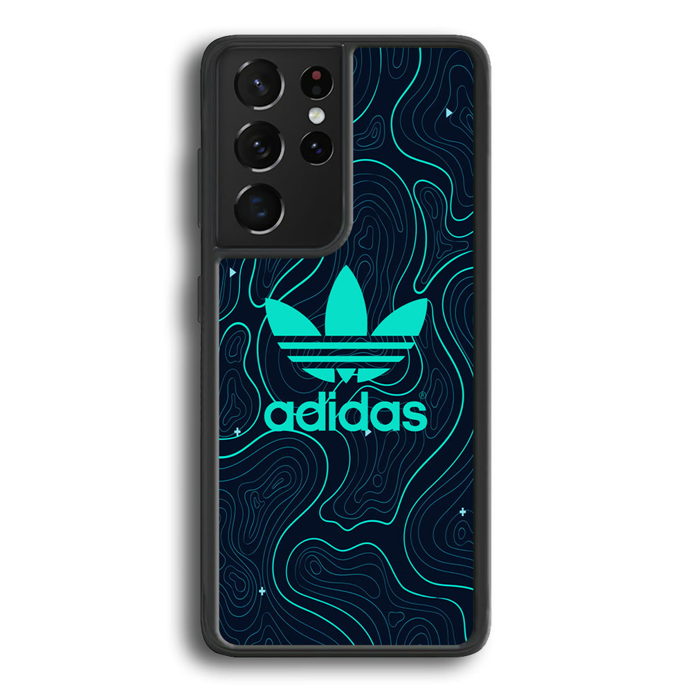 Adidas Glowing Blue Contour Samsung Galaxy S23 Ultra Case-Mobile Phone Case-Rubber Black (2D Case)-Altracase