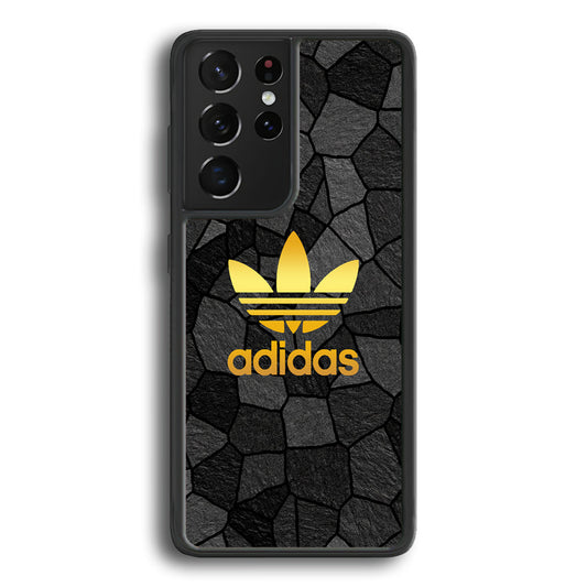 Adidas Gold Rock Patern Samsung Galaxy S22 Ultra Case-Mobile Phone Case-Rubber Black (2D Case)-Altracase