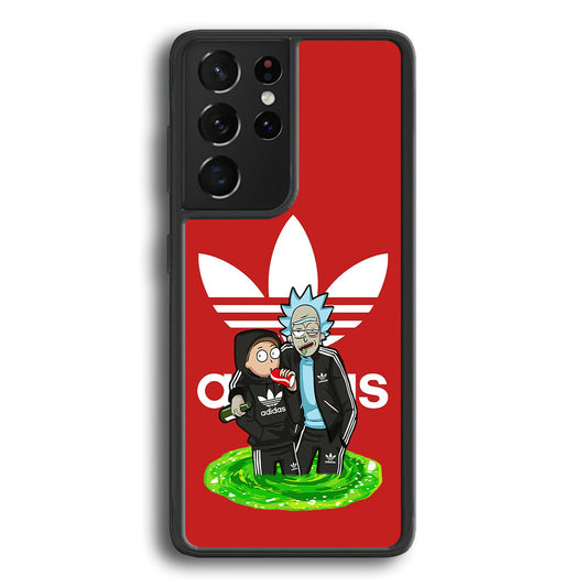 Adidas Rick and Morty Portal Samsung Galaxy S24 Ultra Case-Mobile Phone Case-Rubber Black (2D Case)-Altracase