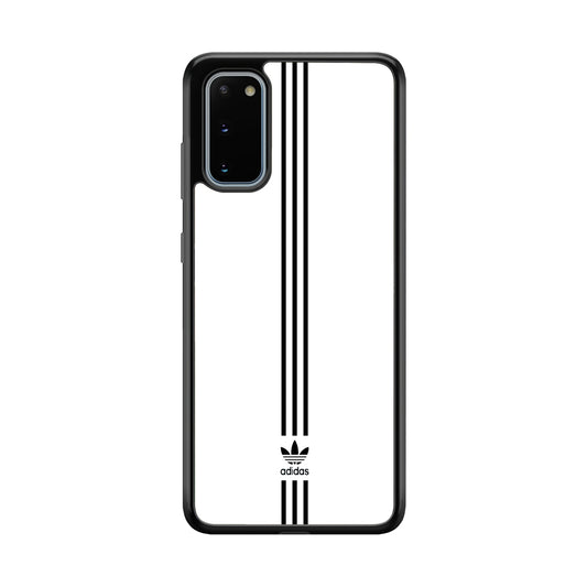 Adidas White Three Lines Samsung Galaxy S20 Case-Mobile Phone Case-Rubber Black (2D Case)-Altracase