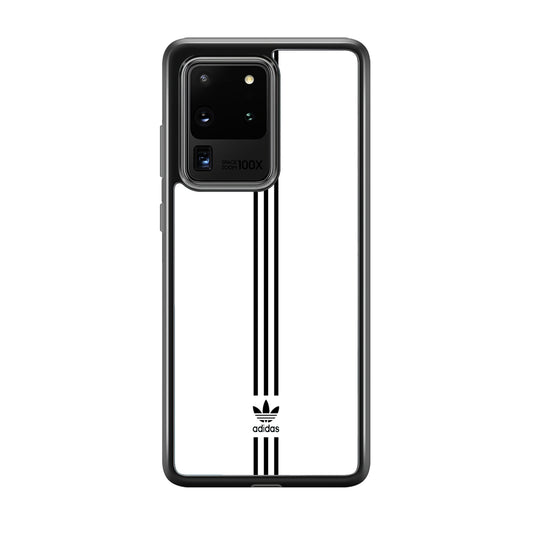 Adidas White Three Lines Samsung Galaxy S20 Ultra Case-Mobile Phone Case-Rubber Black (2D Case)-Altracase